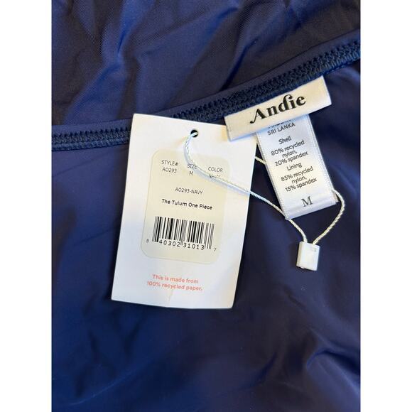 Andie Swim the Tulum Eco Nylon One Piece in Navy M NWT - Picture 3 of 5